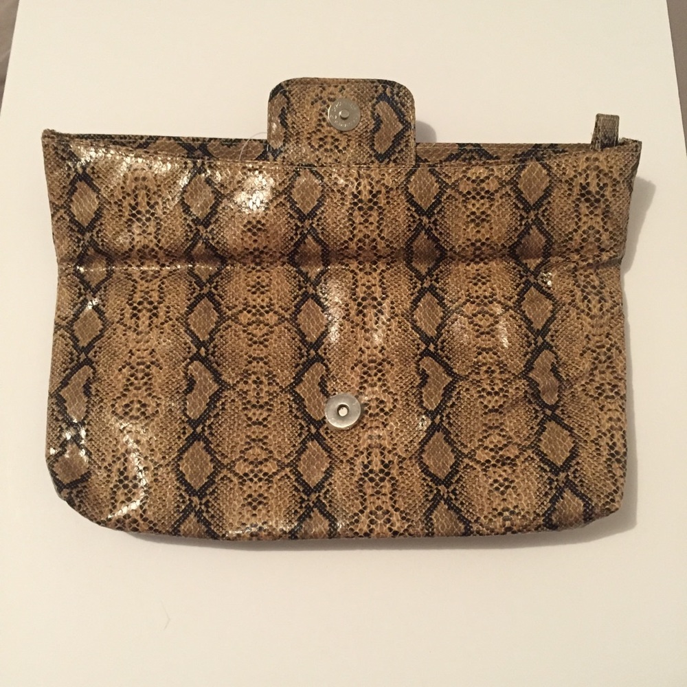 Beige Python Print Clutch - image 3